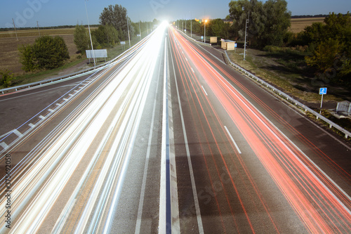 Long exposure traffic lights on highway