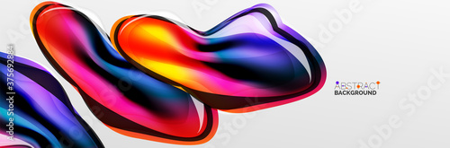 Vector abstract background, flowing liquid style bubble with metallic, color quicksilver chrome texture and color glow effects