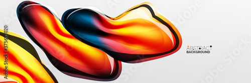 Vector abstract background, flowing liquid style bubble with metallic, color quicksilver chrome texture and color glow effects