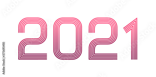 2021 new year. Two thousand twenty-one celebration banner. Red gradient logo with original numbers design on a black background vector.