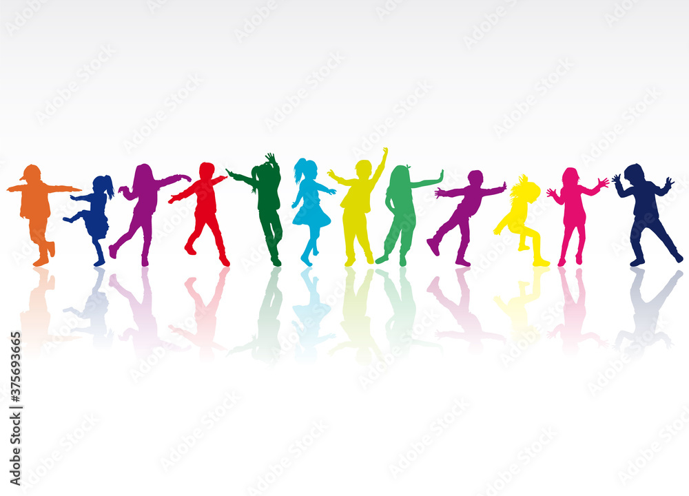 Vector silhouette of children on white background. Vector silhouette of children on white background.