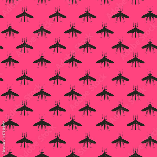 pattern with mosquitoes on a pink background