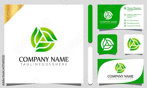 Letter A Nature Green Leaf elegant logos design vector illustration with line art style, cosmetic, spa, beauty salon, modern company icon business card