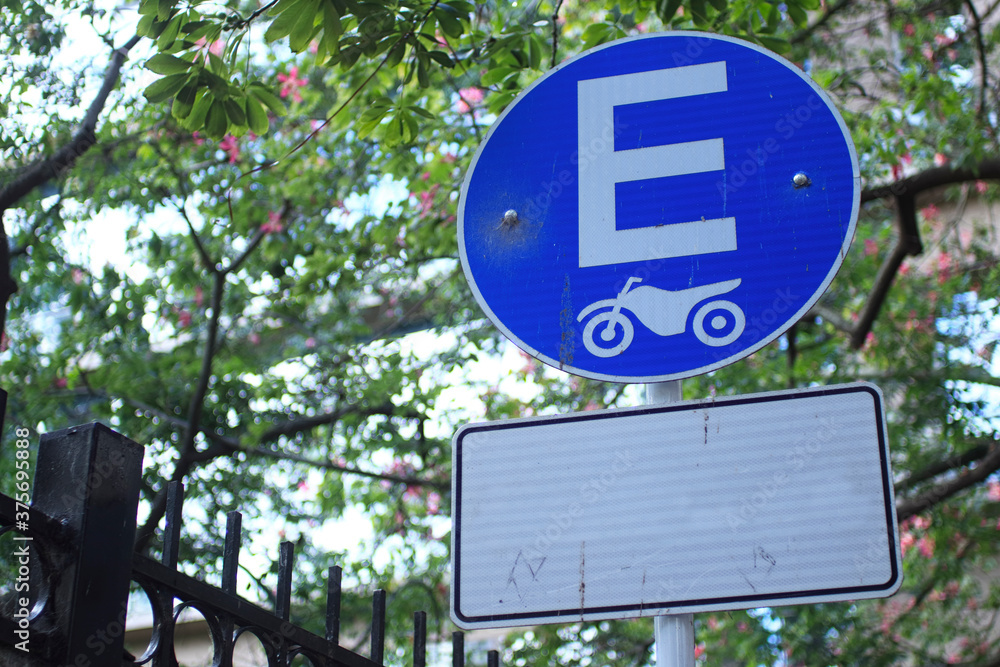 Fototapeta premium Motorbike parking allowed sign