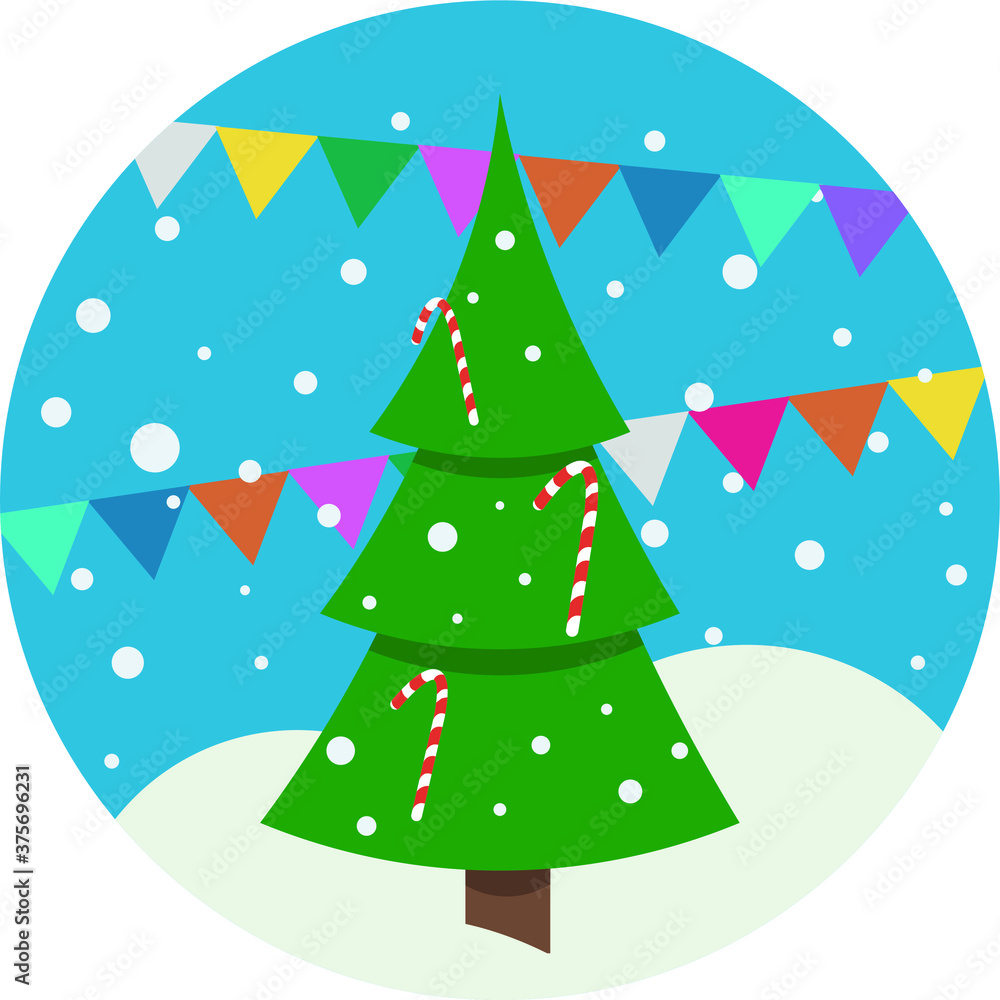 Christmas tree in a circle with flags Christmas tree in a circle with flags