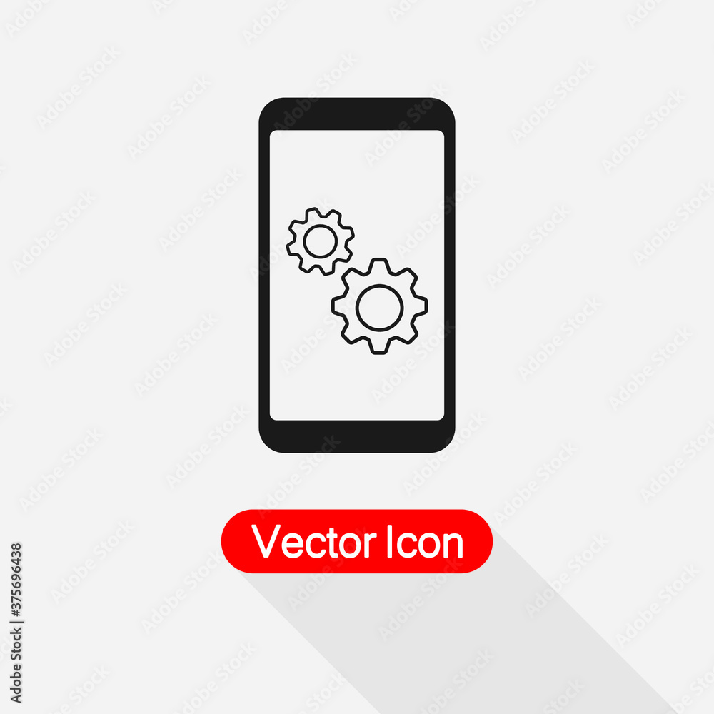 Phone Icon With Settings, Mobile Development Icon Vector Illustration Eps10 Phone Icon With Settings, Mobile Development Icon Vector Illustration Eps10