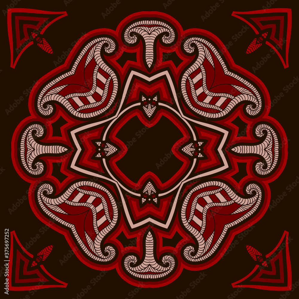 Greeting card template, patterned dark mandala background. Greeting card template, patterned dark mandala background.