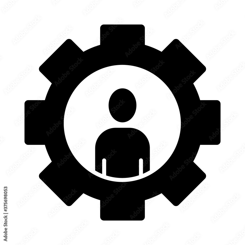 gear wheel with avatar man icon, silhouette style gear wheel with avatar man icon, silhouette style