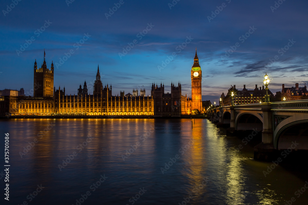 big ben and london's parliament building at night
