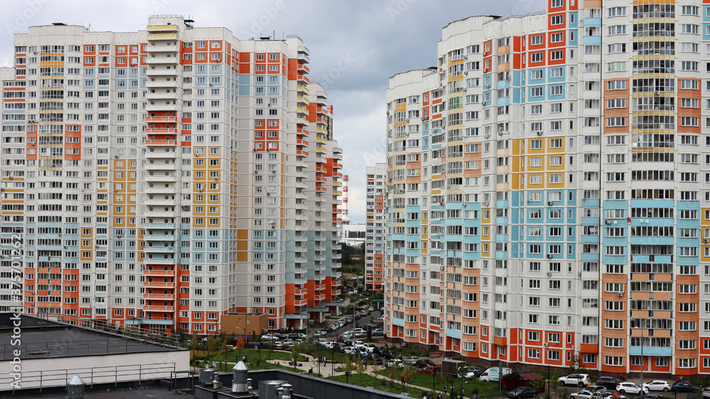 Urban architecture of Russia, Mytishchi, Yaroslavsky District. Block of panel buildings.
