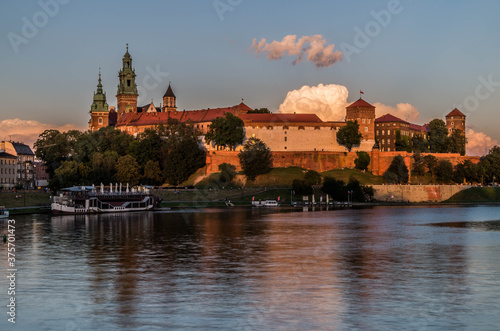Wawel castle during sunset, Cracow, Poland