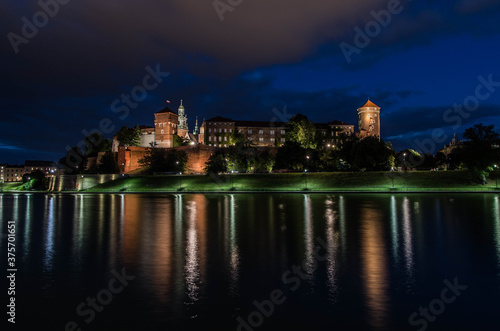 Wawel royal castle at night  Cracow  Poland