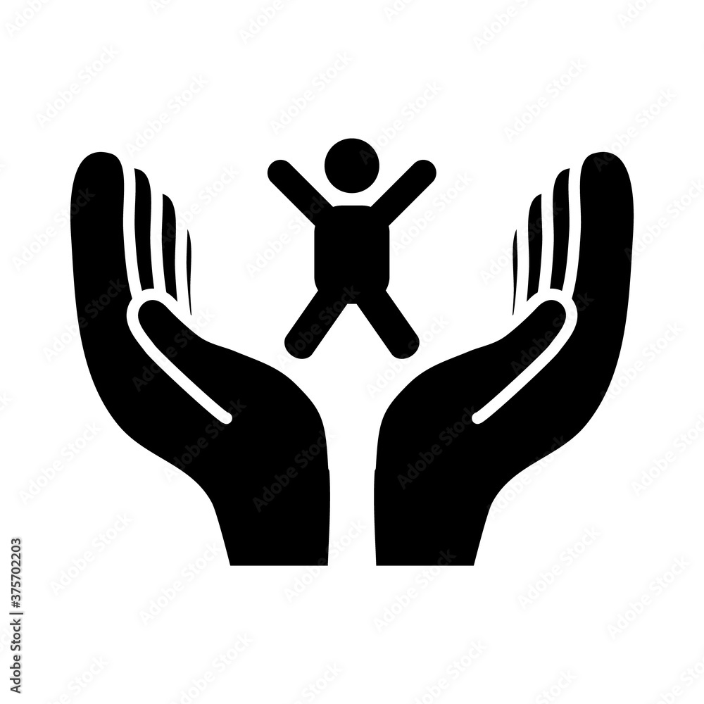 pictogram man jumping and two hands, silhouette style pictogram man jumping and two hands, silhouette style