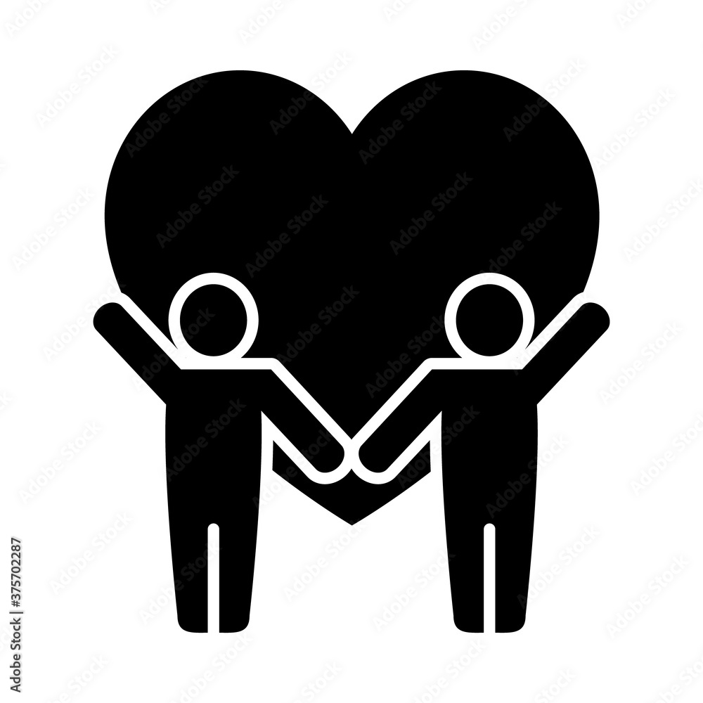 men couple and heart icon, silhouette style men couple and heart icon, silhouette style