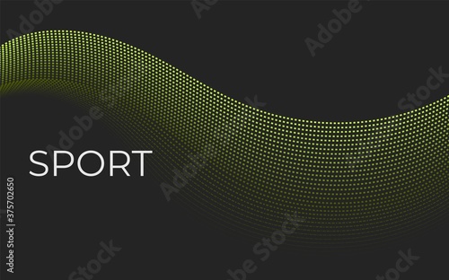 Vector illustration with a neon yellow dynamic wave in a trendy minimalistic style on a sports theme. Can be used as a background for websites, advertisements, posters and banners 
