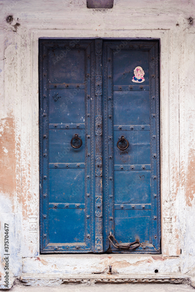 A Blue Doorway at a traditional house in India A Blue Doorway at a traditional house in India