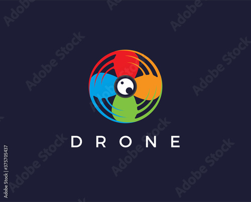 minimal drone logo template - vector illustration