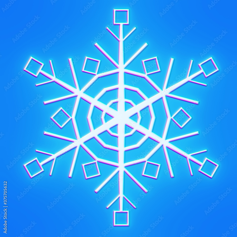 3d render of beautiful bright glowing snowflake on clean blue background, design element for your ad, poster, banner 3d render of beautiful bright glowing snowflake on clean blue background, design element for your ad, poster, banner