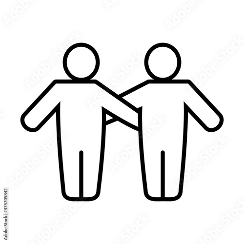 inclusion concept, pictogram couple of men icon, line style