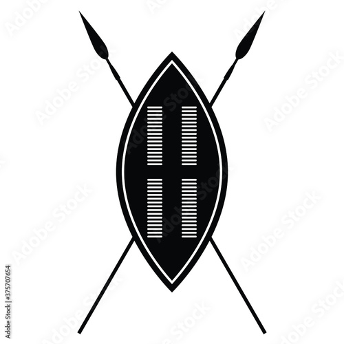 African shield and spears, vector illustration