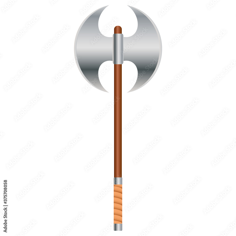 Medieval double bit axe battle axe, vector illustration Medieval double bit axe battle axe, vector illustration
