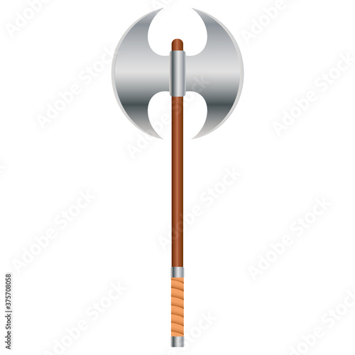 Medieval double bit axe battle axe, vector illustration