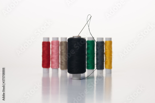 Set of colorful sewing threads