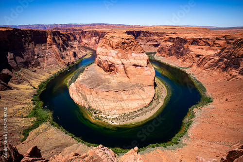 Grand Canyon. Horseshoe Bend and Colorado river. Adventure place.