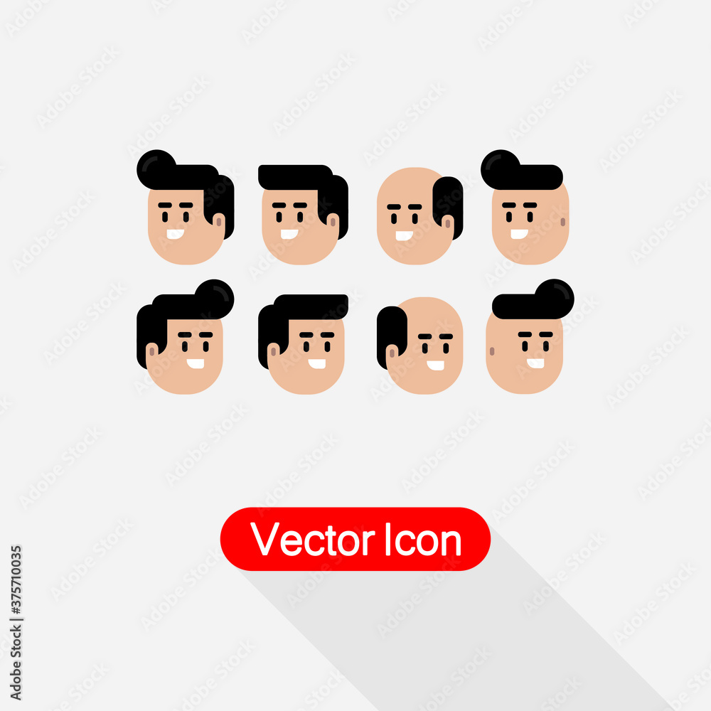 Set of Simple Characters Head In Flat Design Vector Illustration Eps10 Set of Simple Characters Head In Flat Design Vector Illustration Eps10