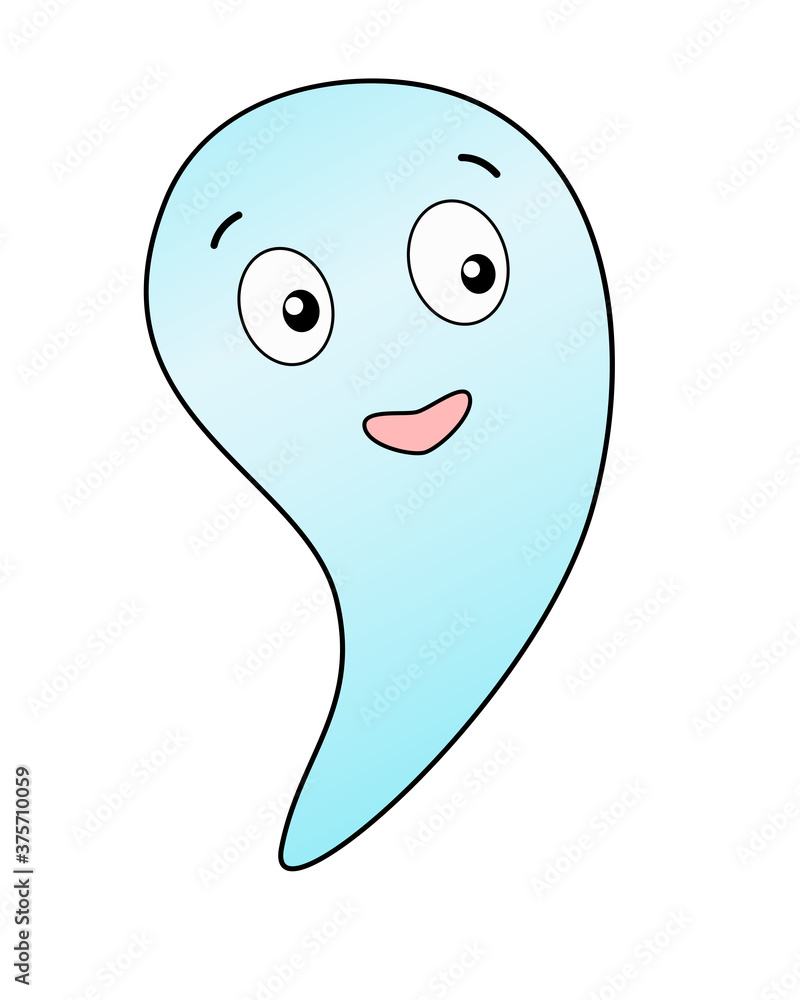 Little Ghost - full color stock illustration on the theme of Halloween. Blue-Green Cute Ghost - Child's Halloween Character Little Ghost - full color stock illustration on the theme of Halloween. Blue-Green Cute Ghost - Child's Halloween Character