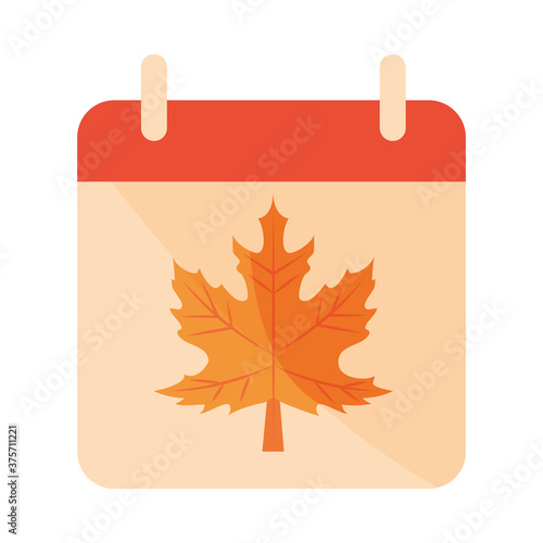 autumn calendar reminder season flat icon with shadow