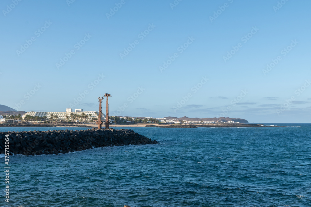 View of Costa Teguise, a tourist town on the island of Lanzarote