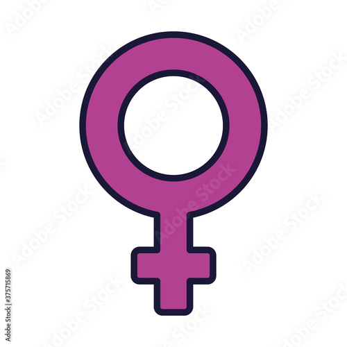 female gender symbol icon, line and fill style
