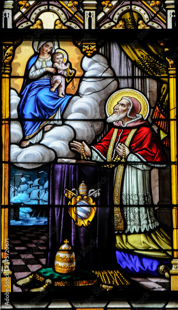 Pope Pius V stain glass