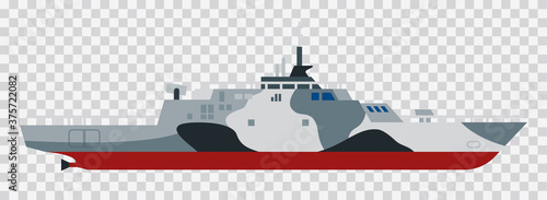 Military exercises of the Naval Forces Amphibious assault ship dock vector illustration
