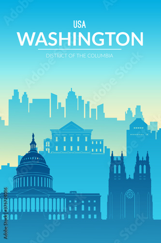 Washington famous city scape view background.