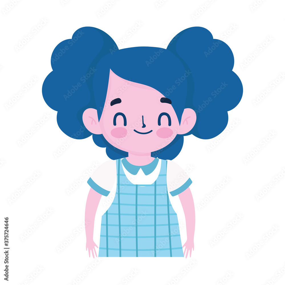Obraz premium student girl curly hair with uniform, isolated icon white background