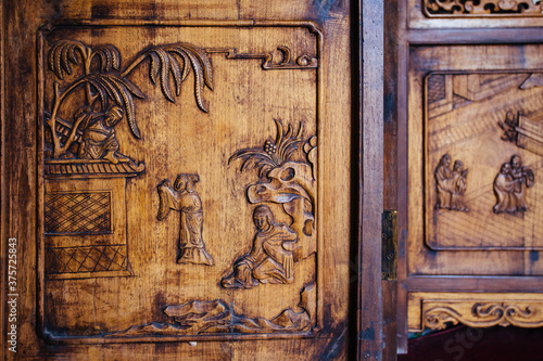 Chinese ancient screen woodcut