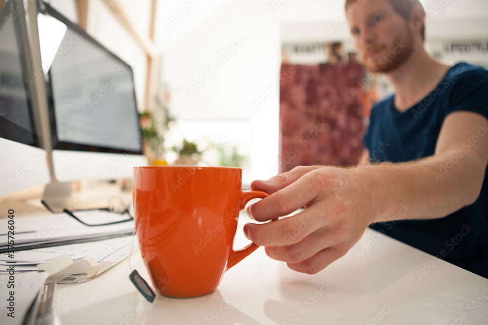 Businessman Drinking Tea at Home Businessman Drinking Tea at Home
