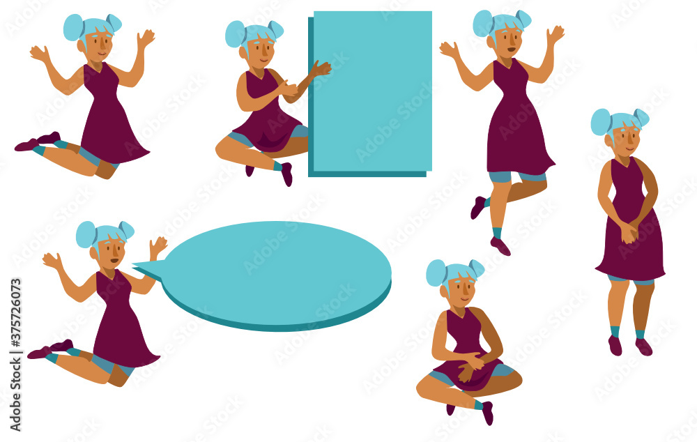 Pack of Woman Illustration, Standing, Sitting and Talking