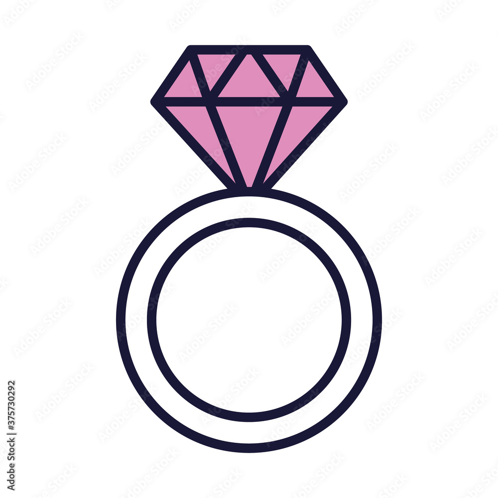diamond ring icon, line and fill style