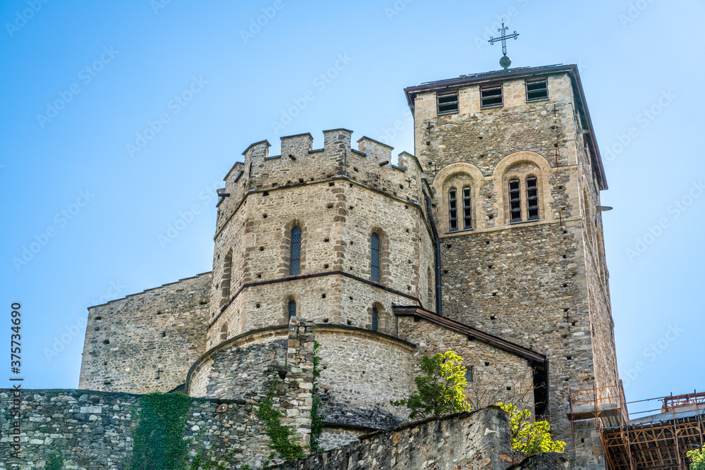 Exterior view of the main church building of the Valere Basilica in Sion Switzerland