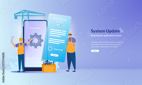 Illustration about system update process on mobile applications