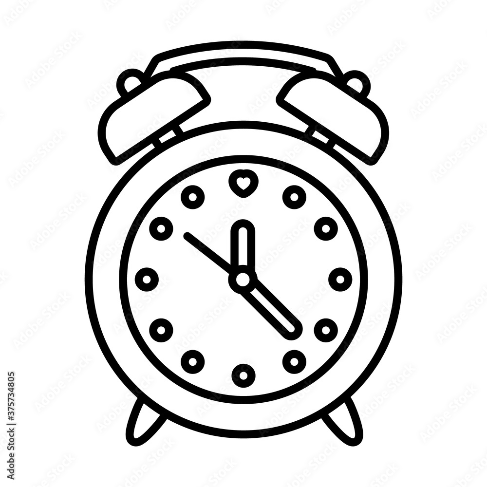 pop art elements, alarm clock icon, line style