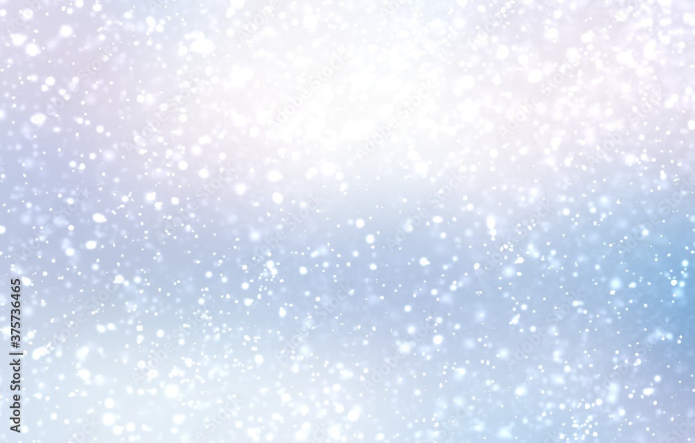Winter outside defocus light background. Falling snow soft texture. 
