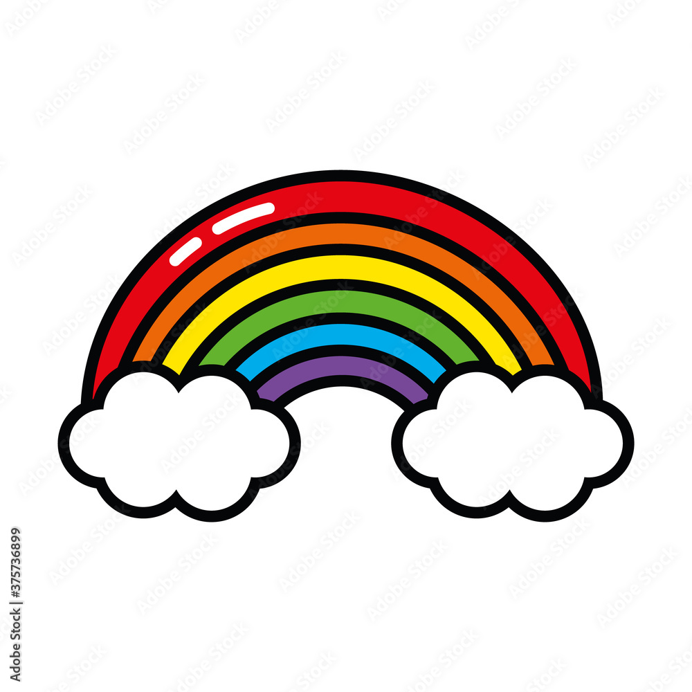 pop art elements concept, clouds and rainbow icon, line and fill style pop art elements concept, clouds and rainbow icon, line and fill style