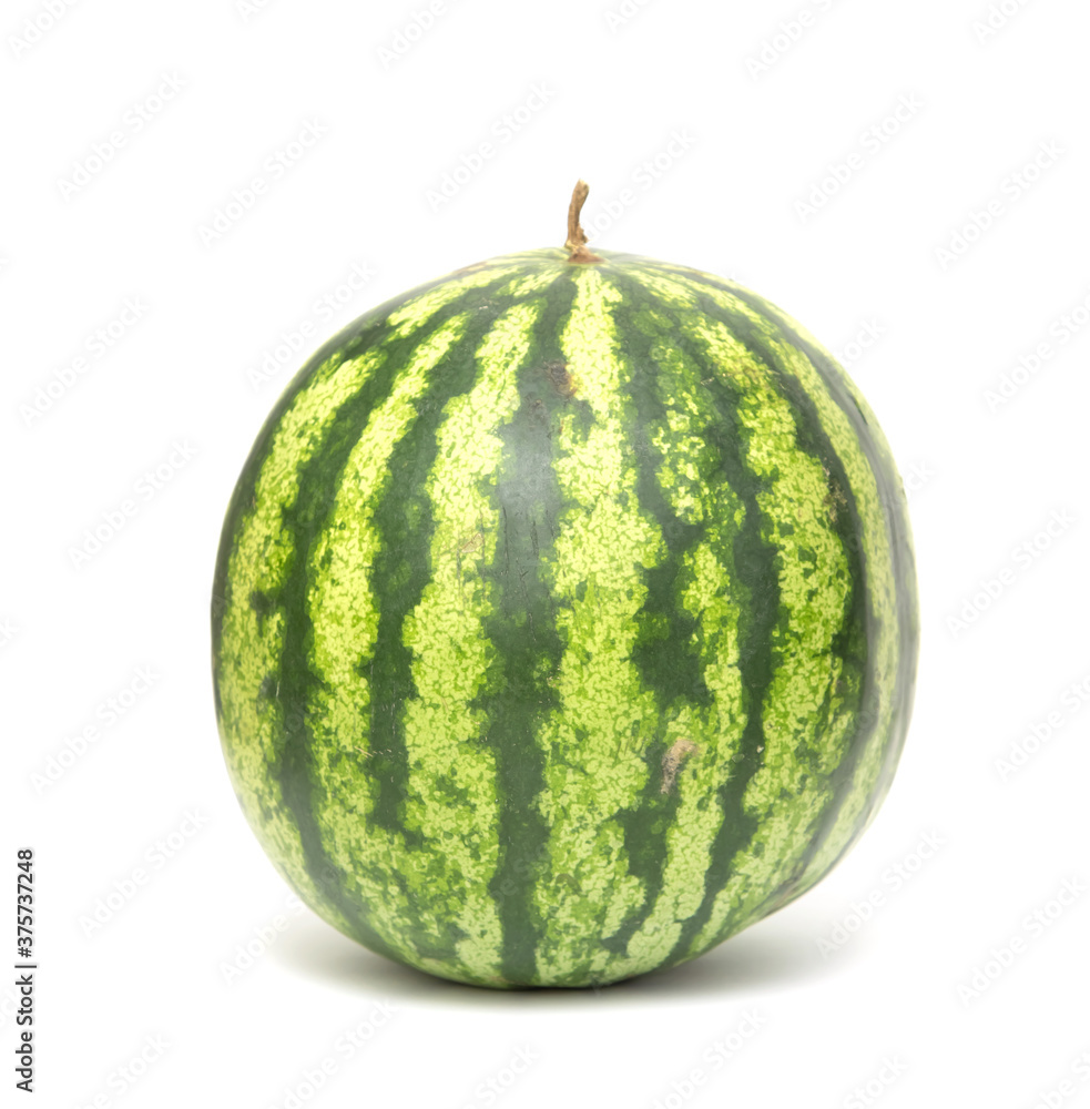 Round green watermelon isolated on a white background. Round green watermelon isolated on a white background.
