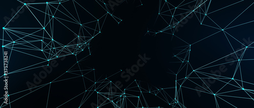 Abstract futuristic - technology with polygonal shapes on dark blue background. Design digital technology concept. 3d illustration.