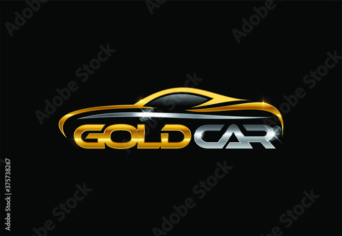 Golden and silver car logo sign vector illustration