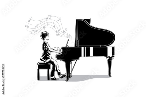 The wonderful pianist illustration vector